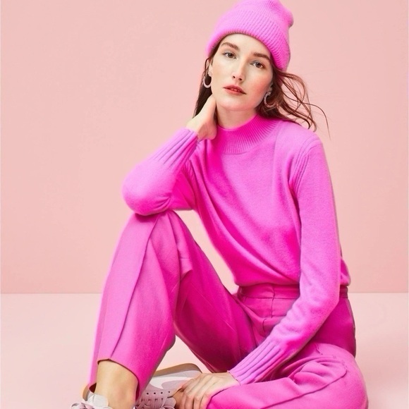 J.Crew Pink Cashmere Mockneck Sweater - Picture 1 of 6